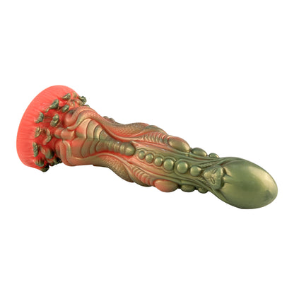 Liquid Silicone 9.8'' Large Dragon Dildo - Orange & Green