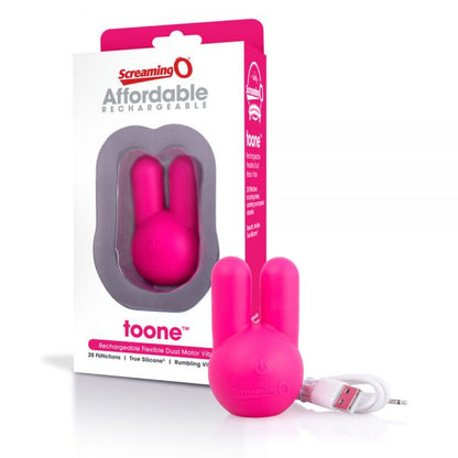 Screaming O Toone Rechargeable Flexible Dual Motor Clitoral Vibrator - Pink