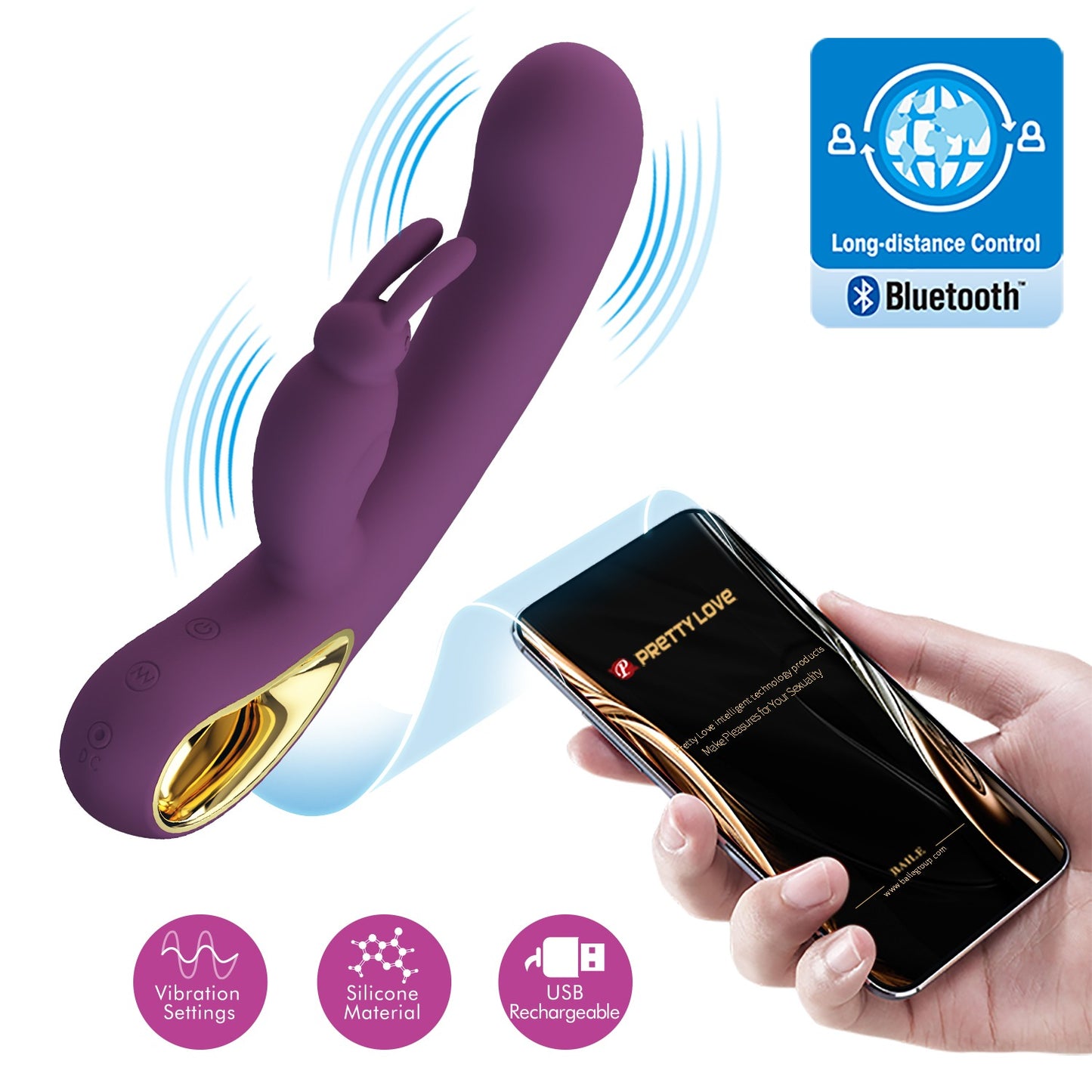 Pretty Love Liam Rechargeable Vibrating Rabbit with App Control