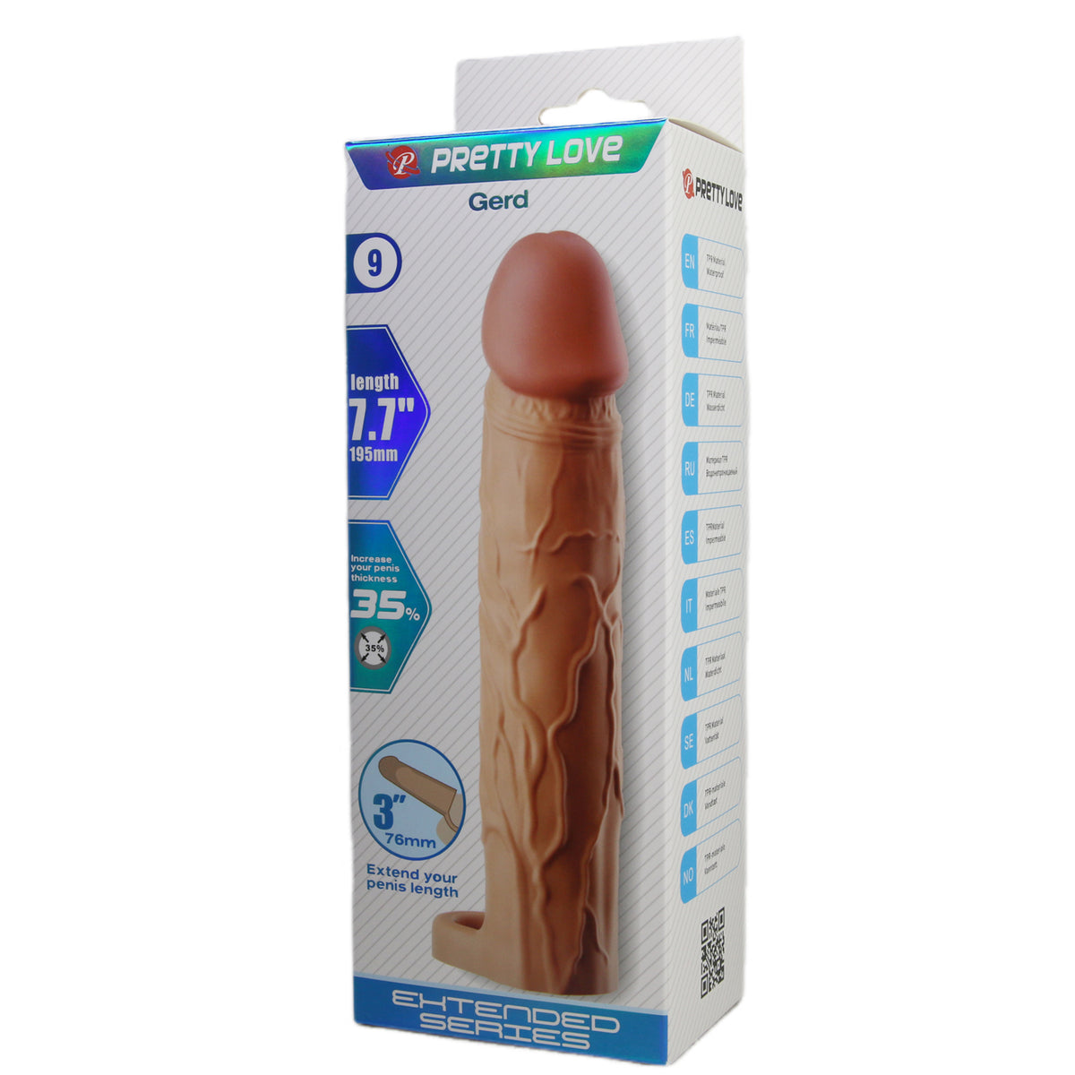 Pretty Love Gerd 7.7" Realistic Penis Extender with Ball Strap