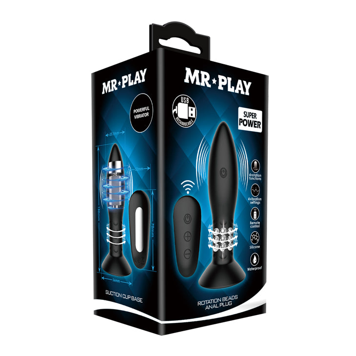 Mr Play by Baile Rechargeable Vibrating Rotation Beads Anal Plug with Remote