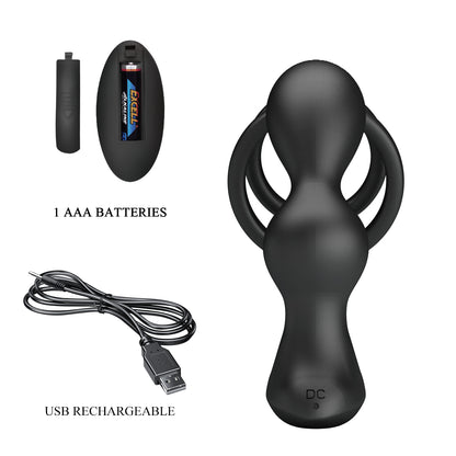 Pretty Love Marshell Vibrating Cock Ring & Butt Plug with Remote Control