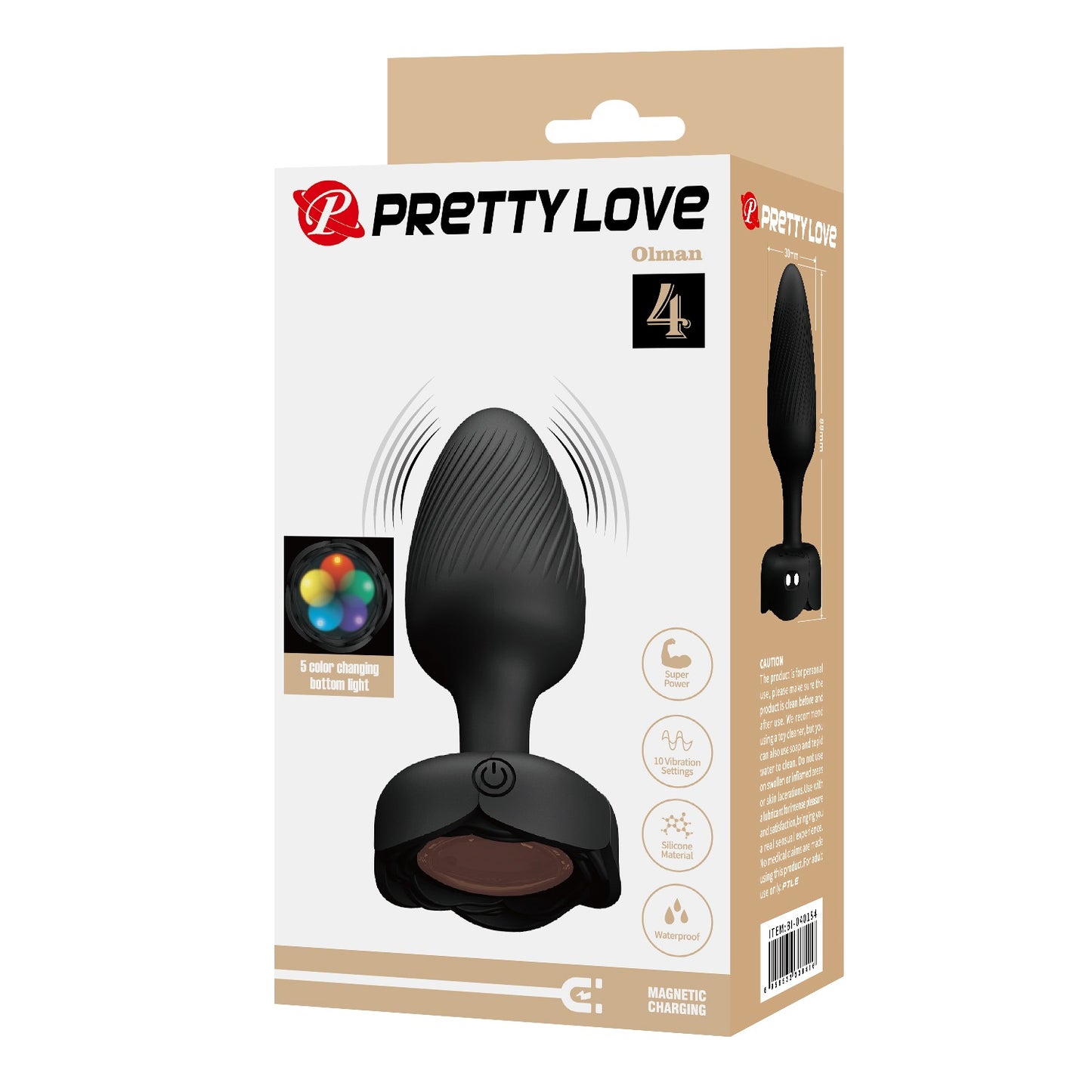 Pretty Love Olman 4 Rechargeable LED Light Butt Plug