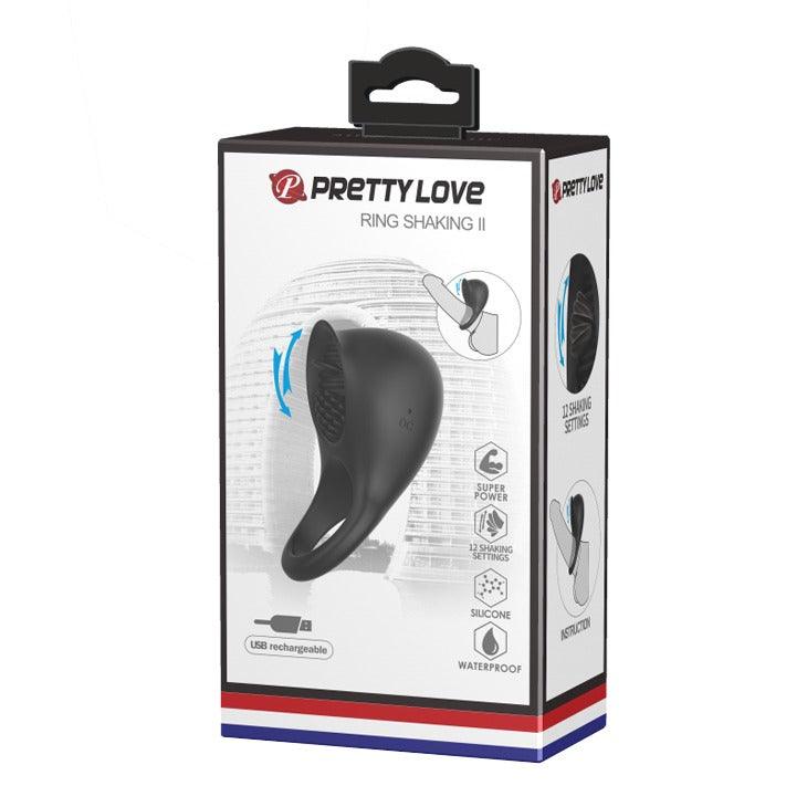 Pretty Love Rechargeable Ring Shaking II Cock Ring with Clit Licking