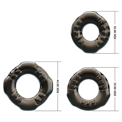 Baile Yvonne Stretchy Cock Ring Set 3pc