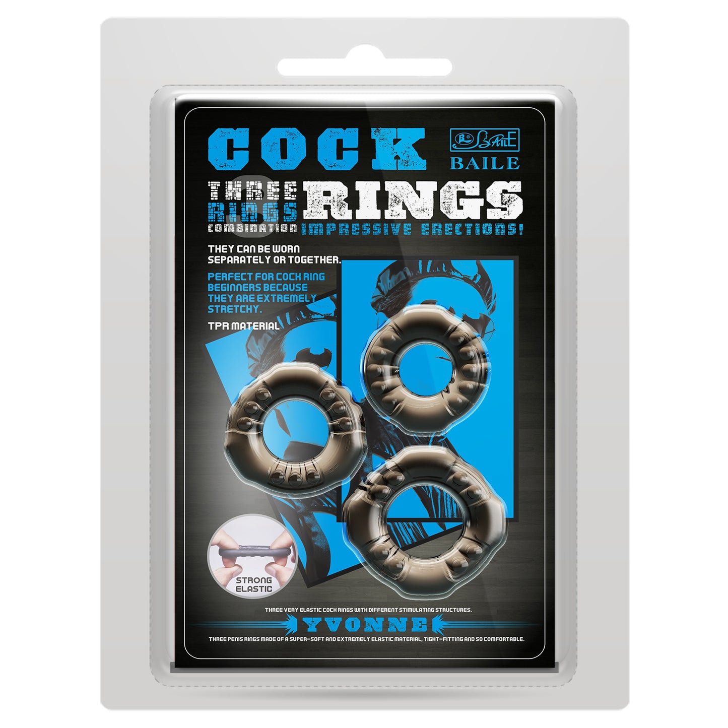Baile Yvonne Stretchy Cock Ring Set 3pc