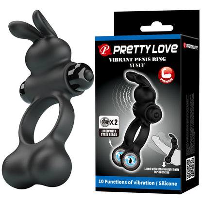 Pretty Love Yusuf Vibrating Cock Ring with Steel Weighted Balls