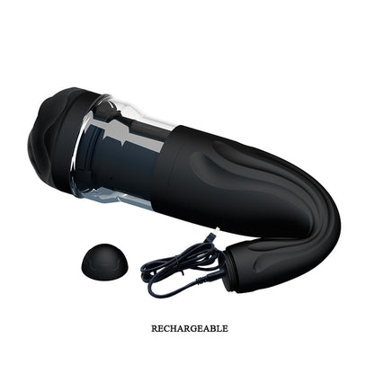 Pretty Love by Baile Rechargeable Thrusting Masturbator Breton - Black & Clear