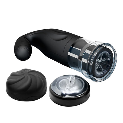 Pretty Love by Baile Rechargeable Thrusting Masturbator Breton - Black & Clear