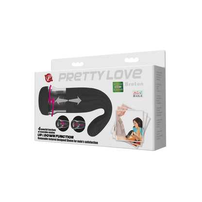 Pretty Love by Baile Rechargeable Thrusting Masturbator Breton - Black & Clear