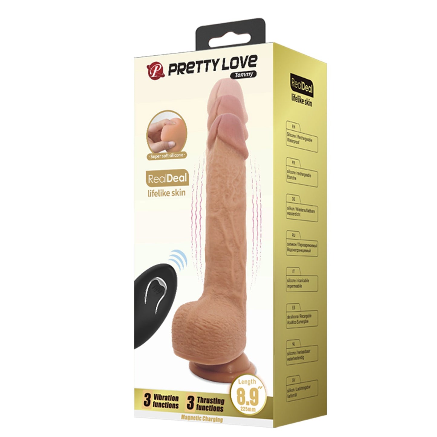 Pretty Love Tommy 8.9" Thrusting & Vibrating Dildo with Remote Control