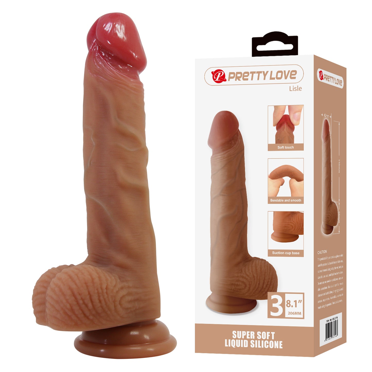 Pretty Love Lisle 8.1" Super Soft Liquid Silicone Dildo