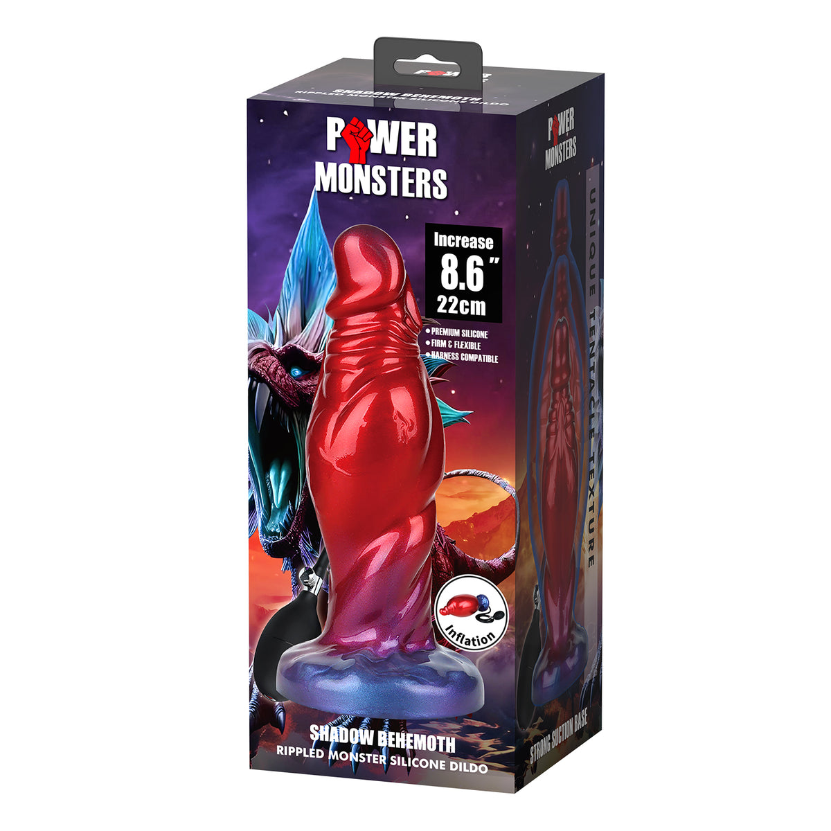 Power Monsters Shadow Behemoth 8.6" Rippled Inflatable Dildo