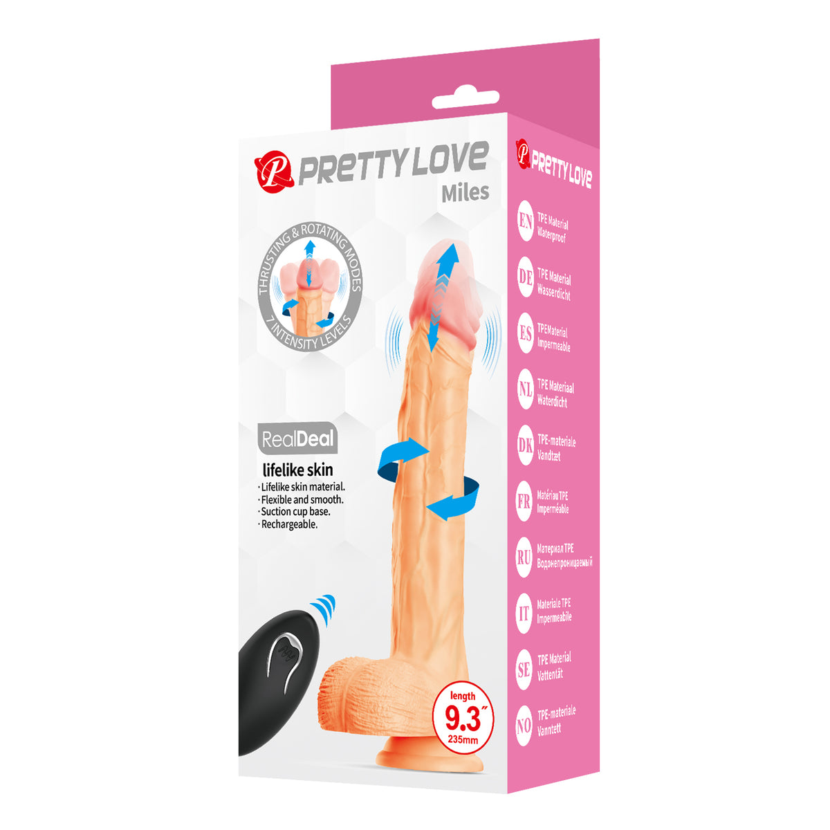 Pretty Love Miles Thrusting & Rotating 9.3" Realistic Dildo with Remote Control