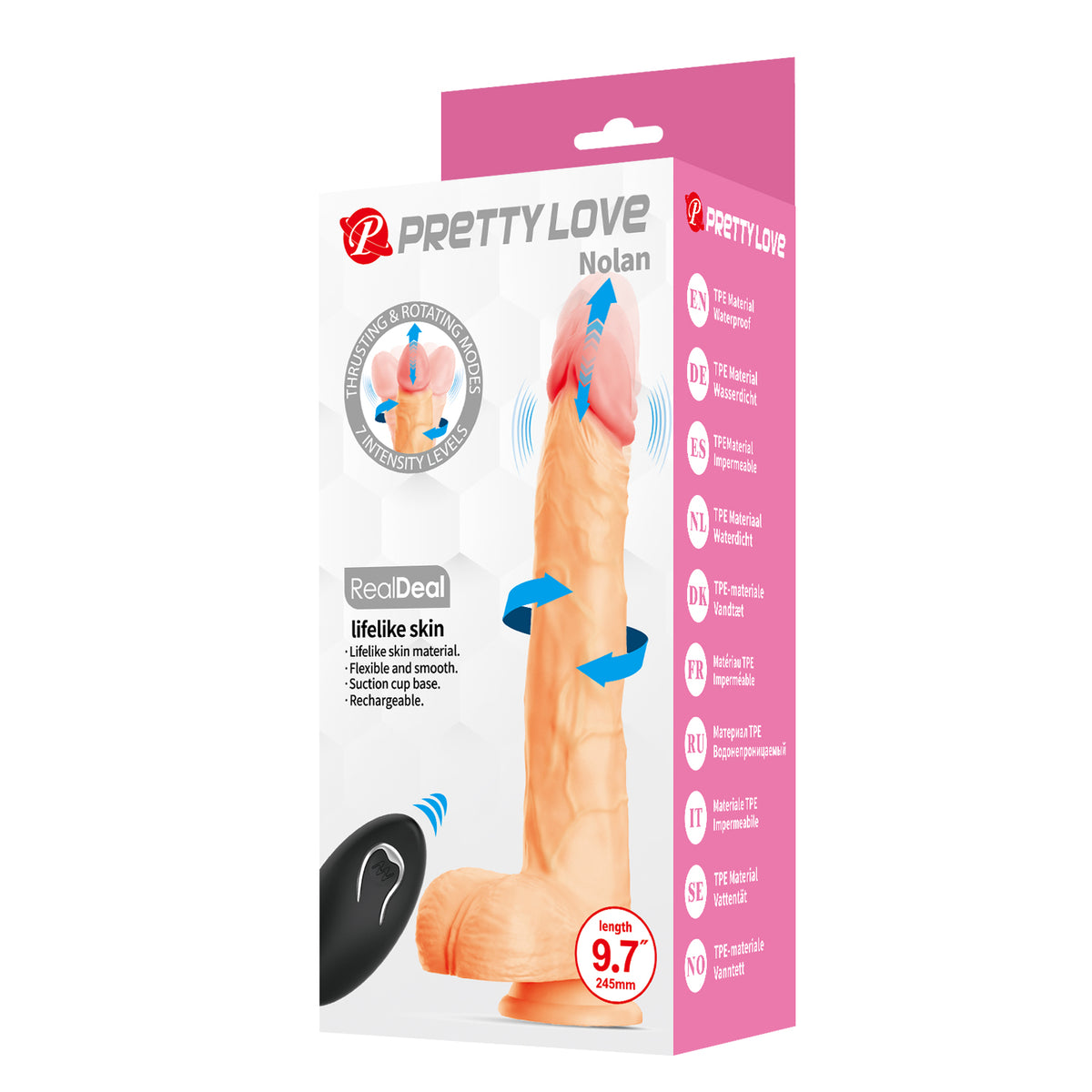 Pretty Love Nolan Thrusting & Rotating 9.7" Dildo with Remote Control