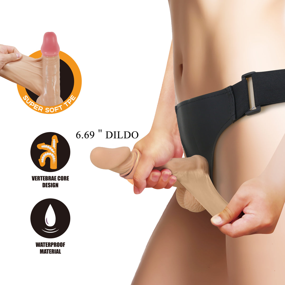 Pretty Love Zane Strap-On Harness 6.69" Sliding Skin Dildo