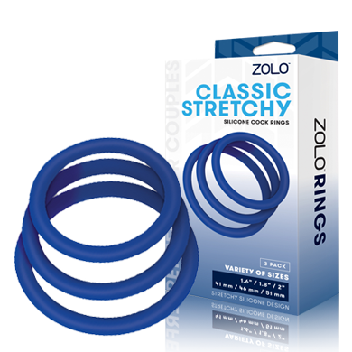 Zolo Classic Stretchy Silicone Cock Rings 3pk