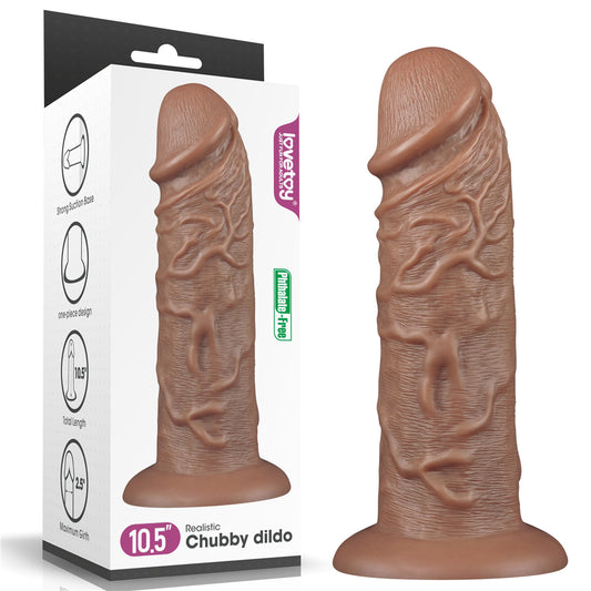 Lovetoy 10.5'' Realistic Chubby Dildo - Brown