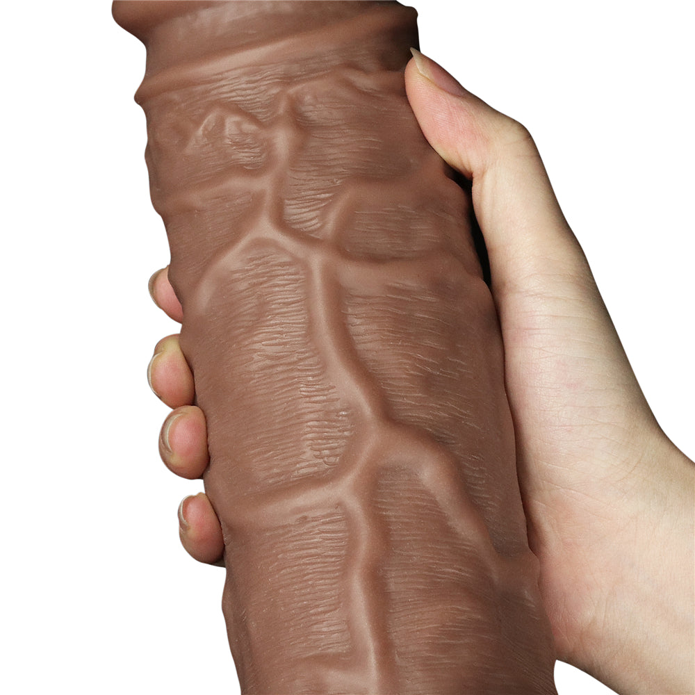 Lovetoy 10.5'' Realistic Chubby Dildo - Brown