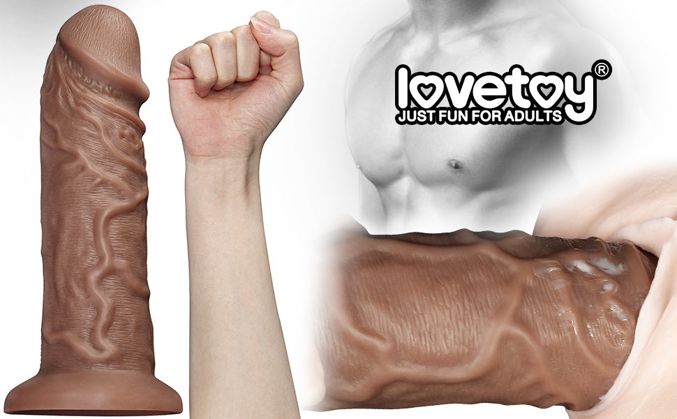 Lovetoy 10.5'' Realistic Chubby Dildo - Brown