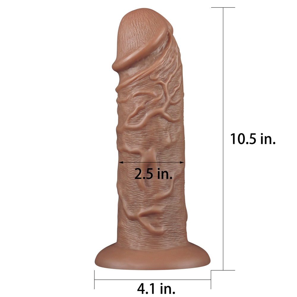 Lovetoy 10.5'' Realistic Chubby Dildo - Brown