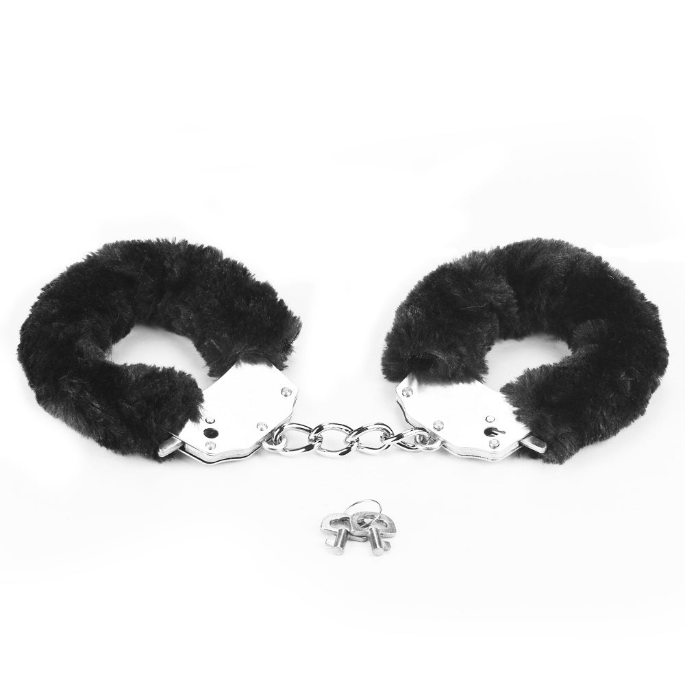 Lovetoy Products Fetish Pleasure Fluffy Hand Cuffs - Black