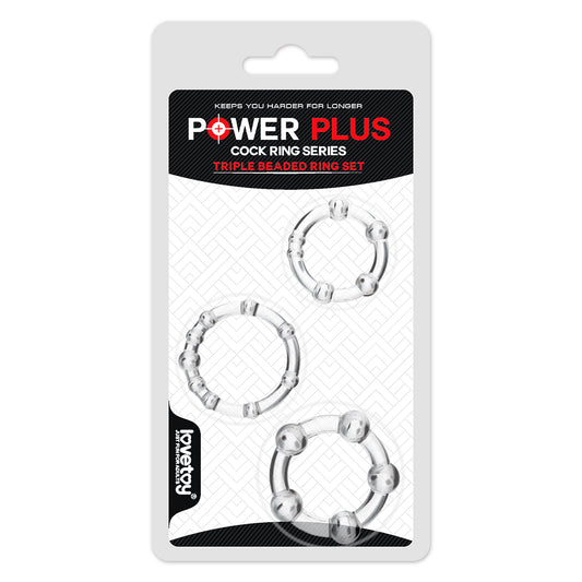 Lovetoy Products Power Plus Triple Beaded Cock Ring Set 3pk