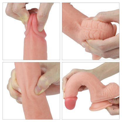 Lovetoy Dual Layered Silicone 8" Nature Cock - Flesh