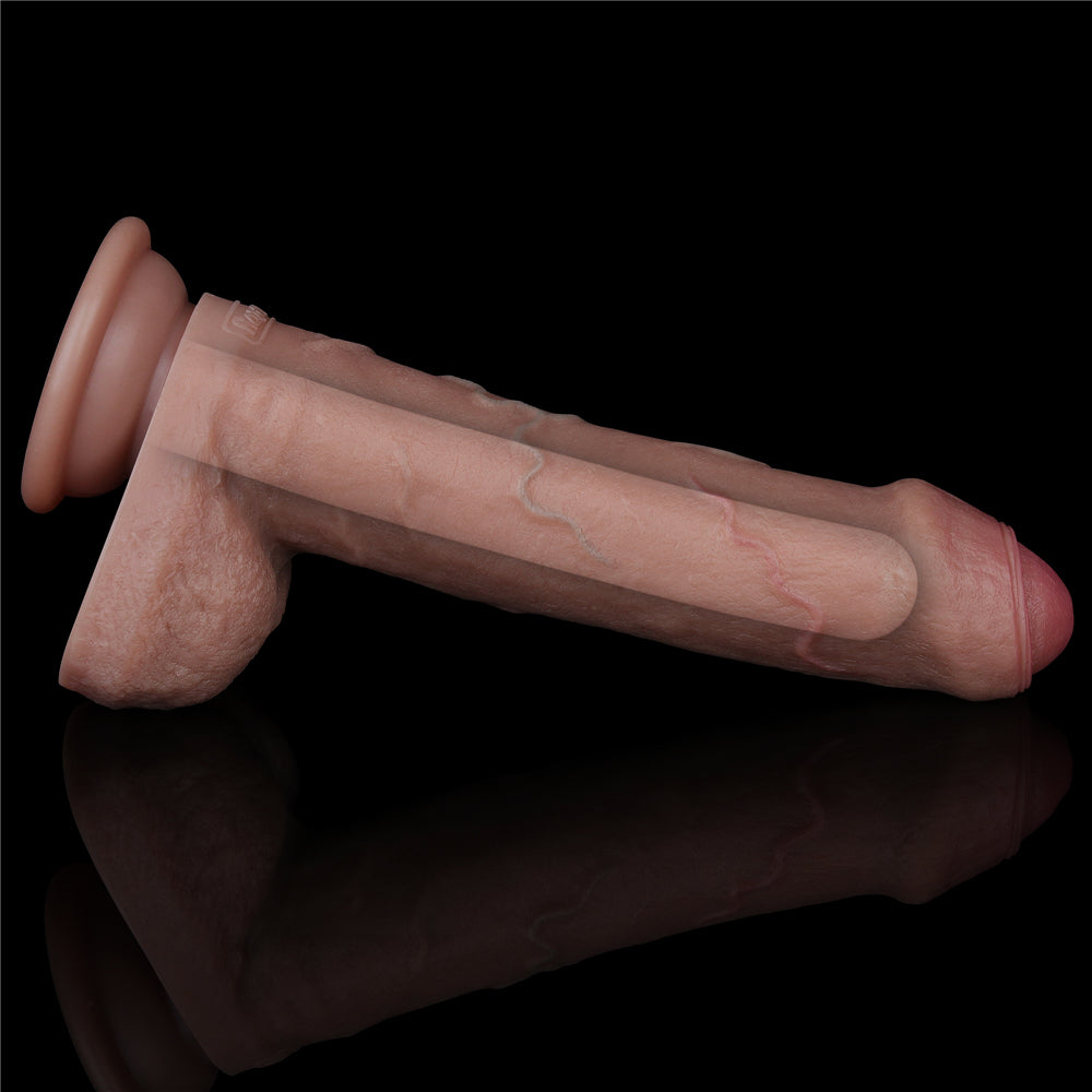 Lovetoy Dual Layered Silicone 8" Nature Cock Uncut - Brown