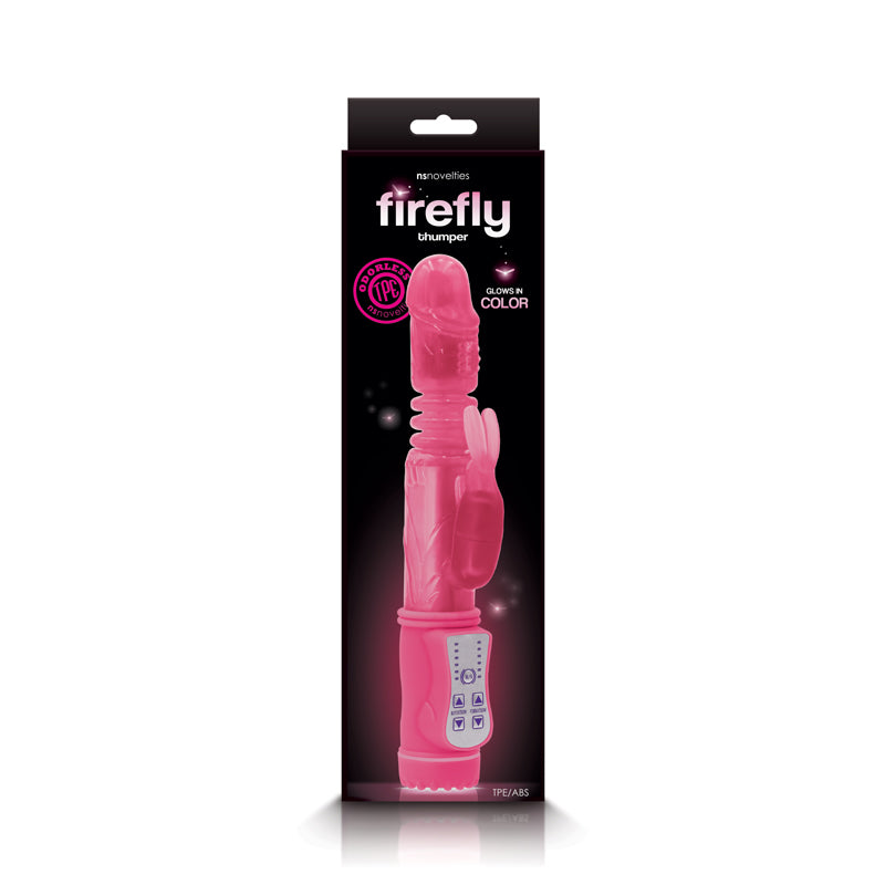 NS Novelties Firefly Thumper Glow in the Dark Thrusting Rabbit Vibrator - Pink