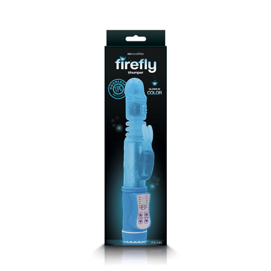 NS Novelties Firefly Thumper Glow in the Dark Thrusting Rabbit Vibrator - Blue