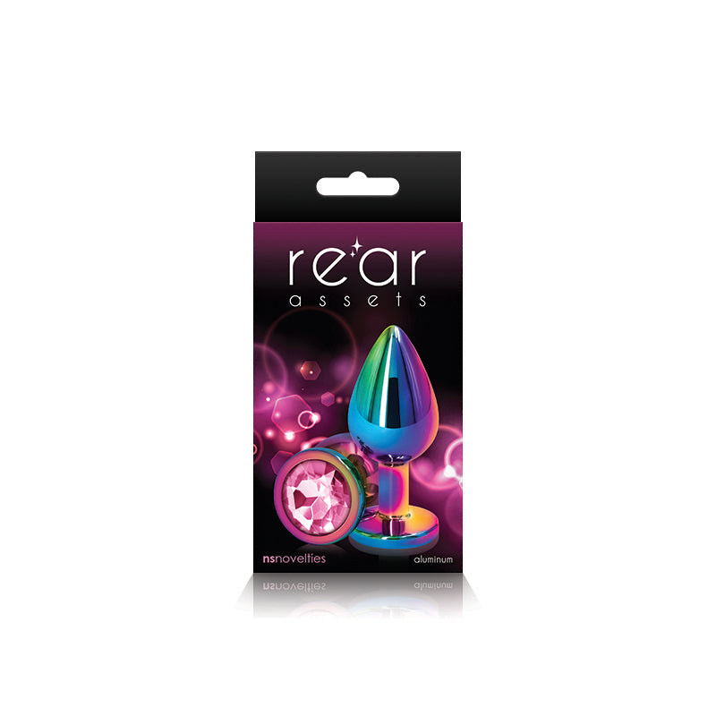 NS Novelties Rear Assets Multicolour Round Jewelled Butt Plug - Small - Pink