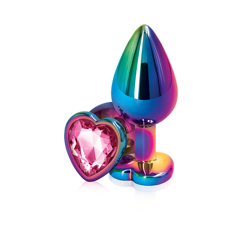 NS Novelties Rear Assets Multicolour Heart Jewelled Butt Plug - Medium - Pink