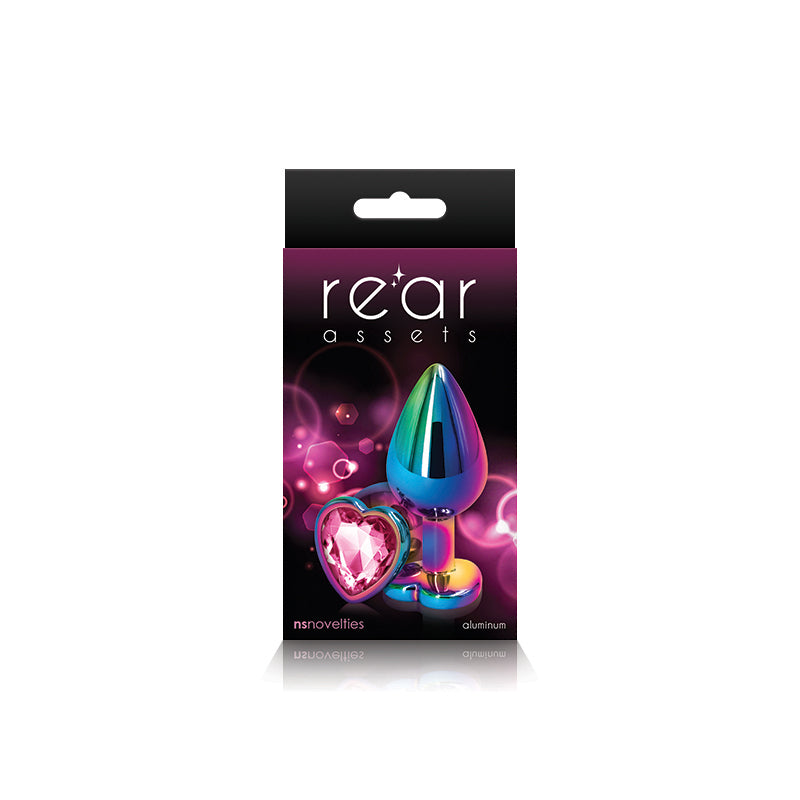 NS Novelties Rear Assets Multicolour Heart Jewelled Butt Plug - Medium - Pink