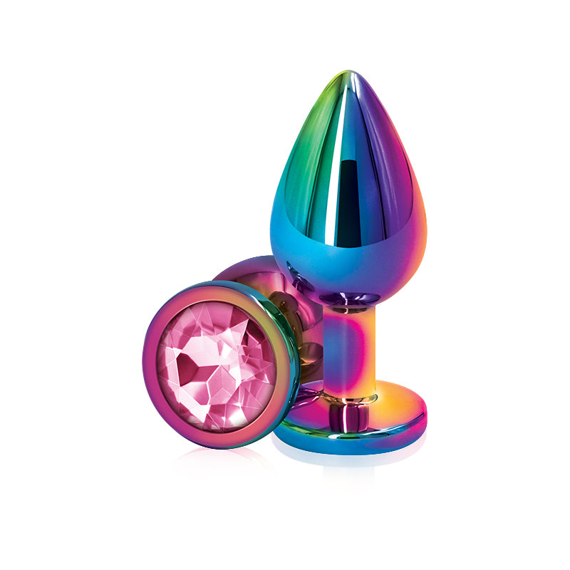 NS Novelties Rear Assets Multicolour Round Jewelled Butt Plug - Small - Pink