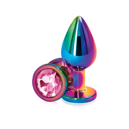 NS Novelties Rear Assets Multicolour Round Jewelled Butt Plug - Small - Pink