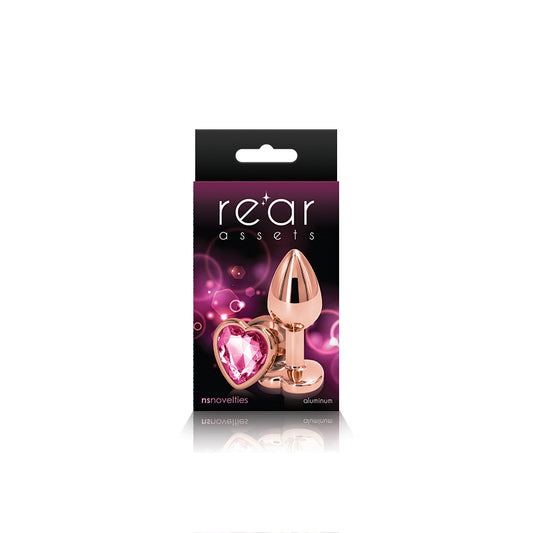 NS Novelties Rear Assets Rose Gold Jewelled Heart Butt Plug - Small - Pink