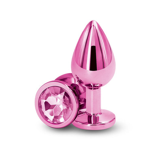 NS Novelties Rear Assets Round Jewelled Butt Plug - Medium - Pink