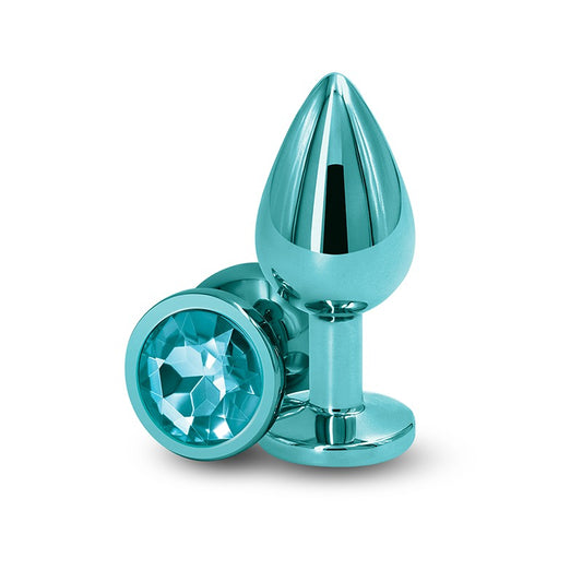 NS Novelties Rear Assets Round Jewelled Butt Plug - Medium - Teal