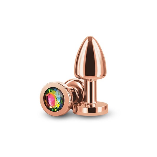 NS Novelties Rear Assets Round Jewelled Butt Plug - Petite - Gold &amp; Rainbow