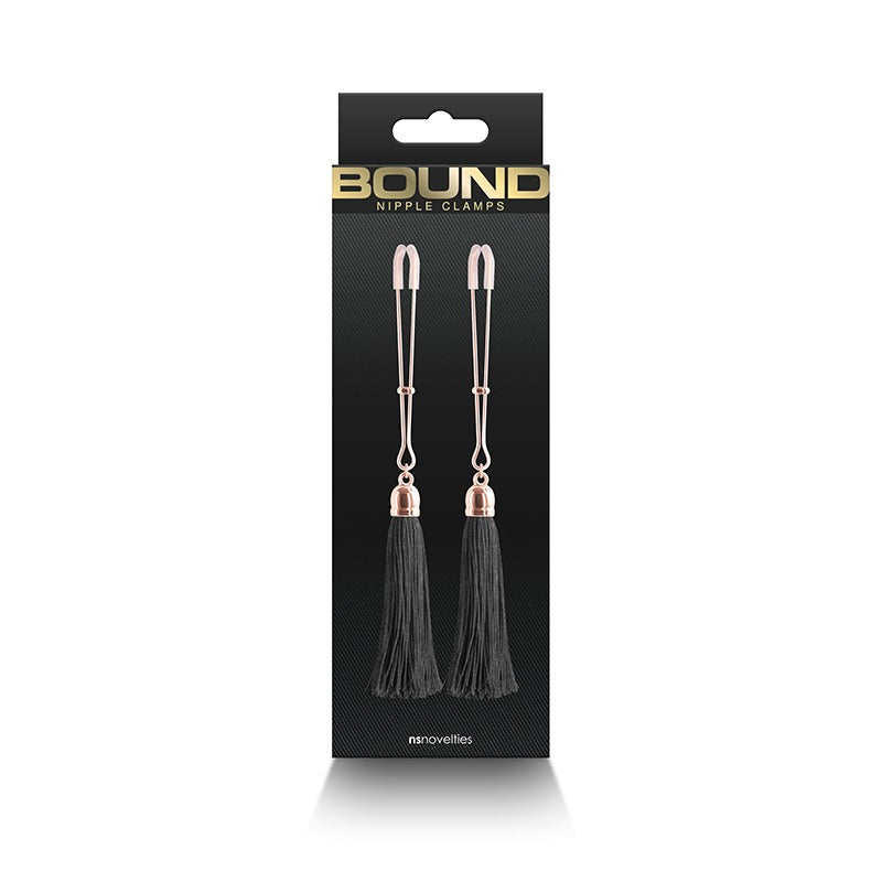 NS Novelties T1 Bound Nipple Clamps - Rose Gold &amp; Black