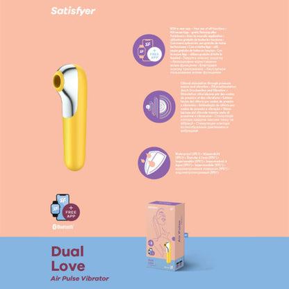 Satisfyer Dual Love Rechargeable Air Pulse Vibrator with App Control - Yellow