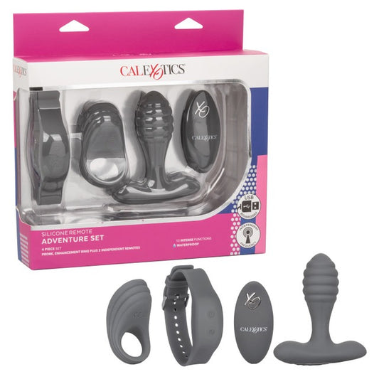 CalExotics Rechargeable Silicone Remote Adventure Set - Grey