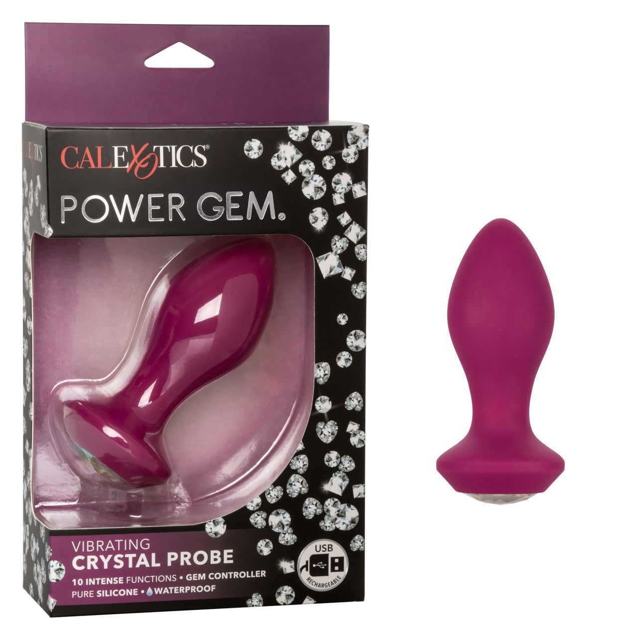 CalExotics Power Gem Vibrating Crystal Anal Probe - Purple