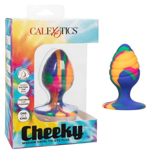 CalExotics Cheeky Swirl Tie Dye Butt Plug - Medium - Tie Dye