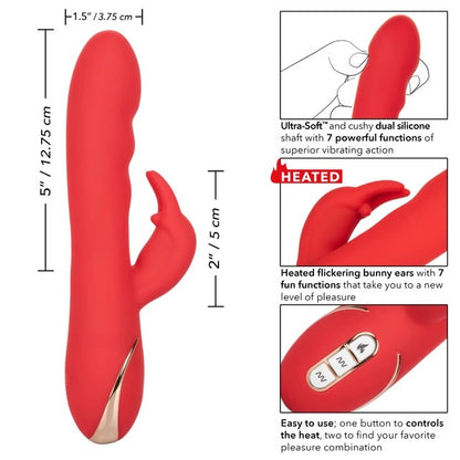 CalExotics Jack Rabbit Signature Heated Silicone Ultra Soft Rabbit - Red