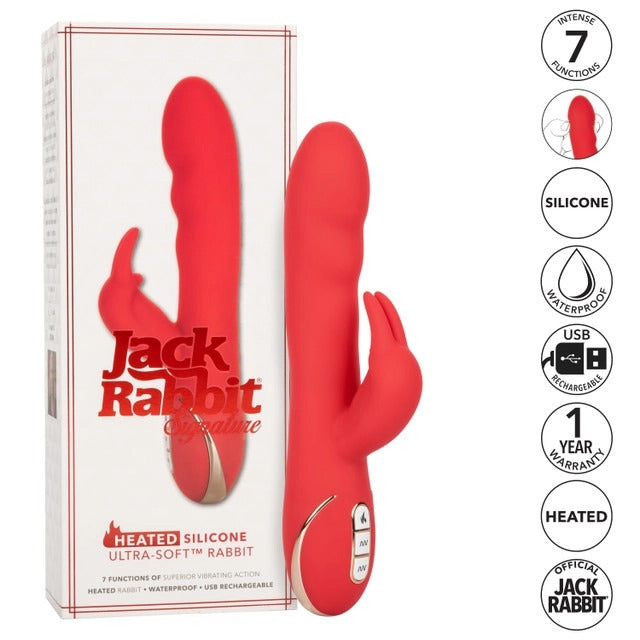 CalExotics Jack Rabbit Signature Heated Silicone Ultra Soft Rabbit - Red