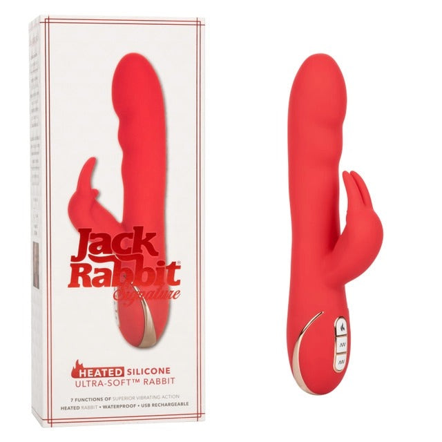 CalExotics Jack Rabbit Signature Heated Silicone Ultra Soft Rabbit - Red