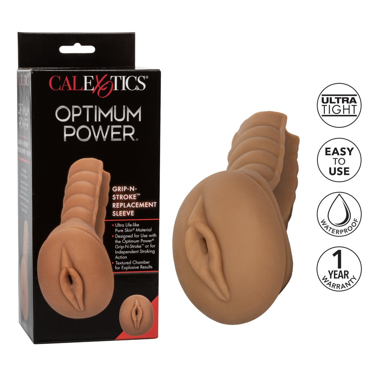 CalExotics Optimum Power Grip-N-Stroke Replacement Sleeve - Brown