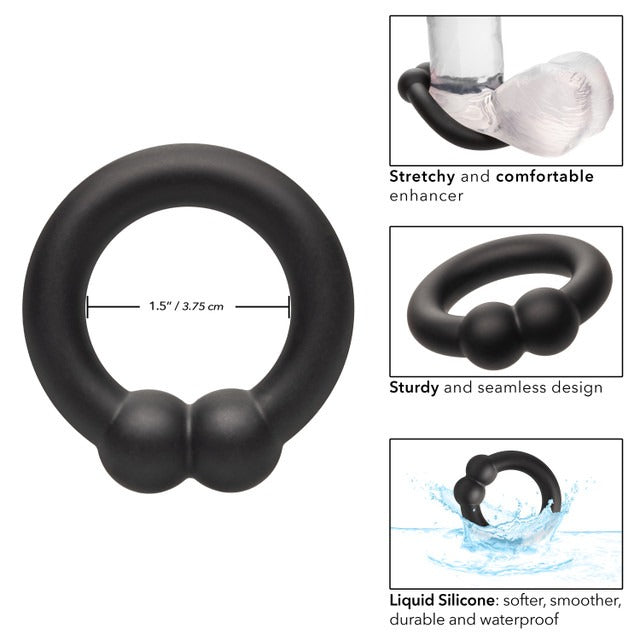 CalExotics Alpha Liquid Silicone Muscle Cock Ring - Black